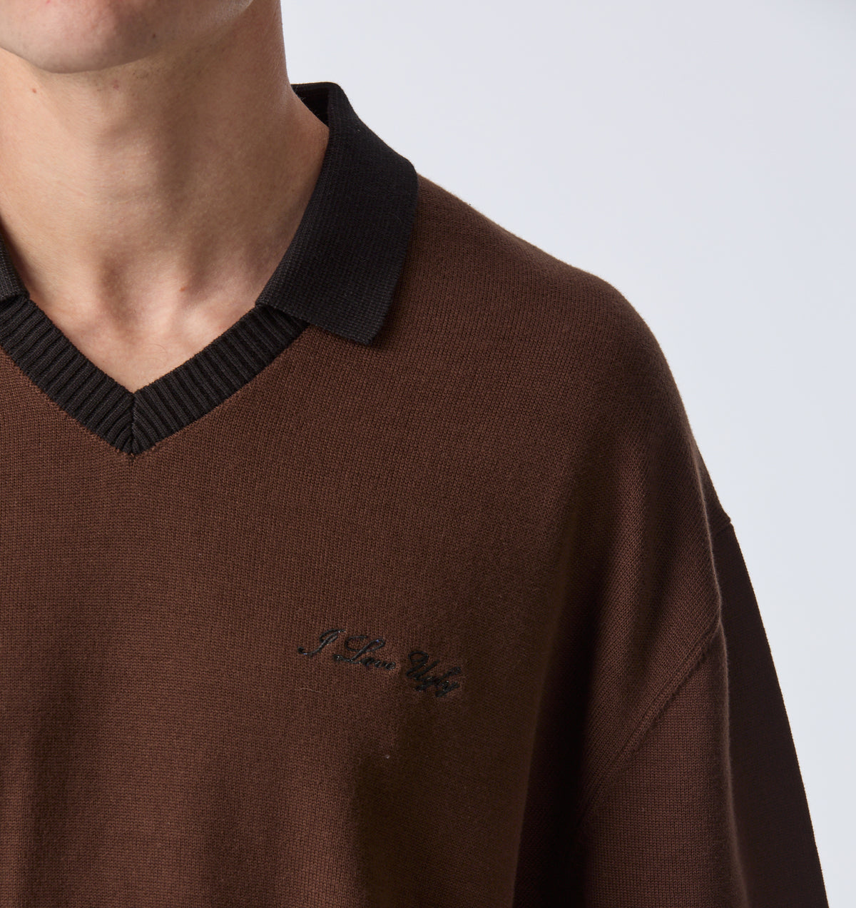 Knit SS Polo - Espresso/Black