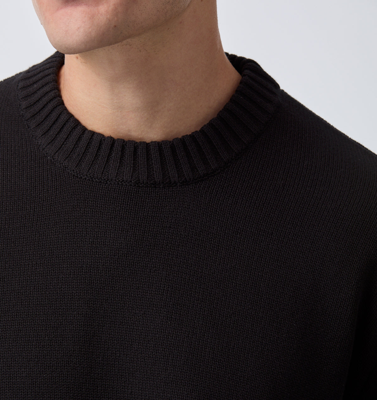 Midweight Crop Knit Sweater - Black