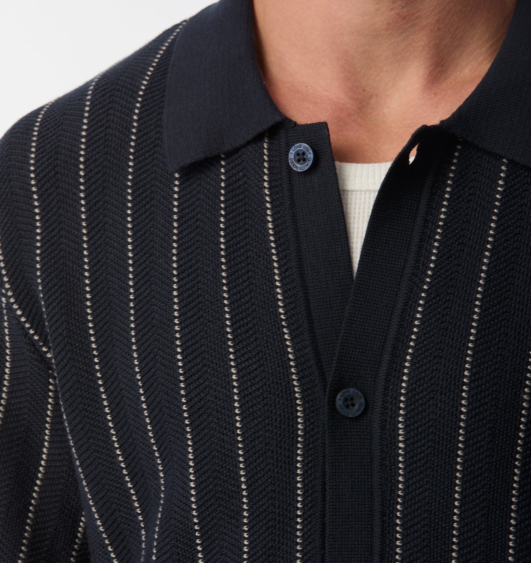 Jasper Knit SS Shirt - Navy Stripe