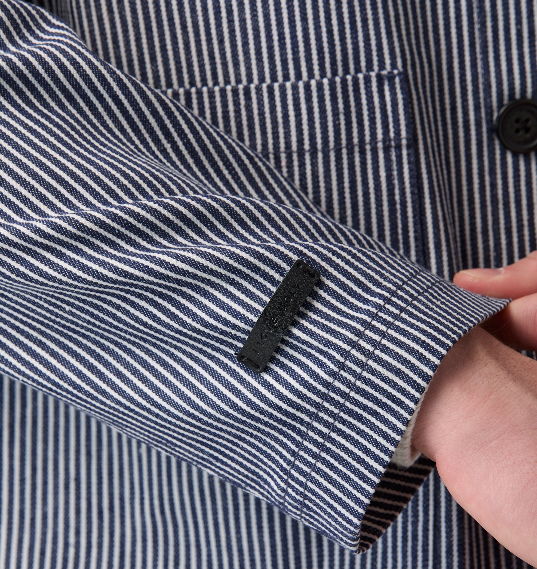 Chore Jacket - White / Navy Stripe