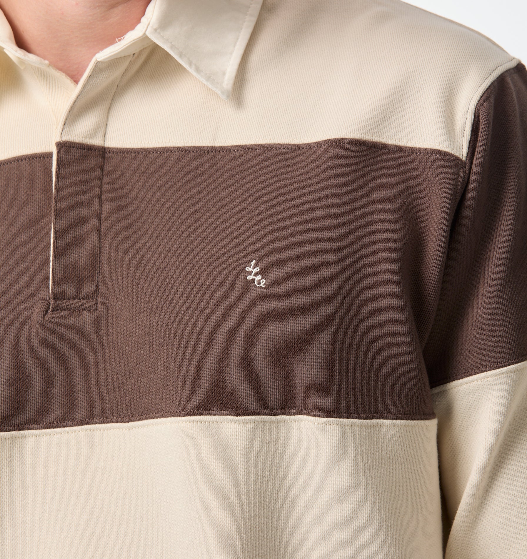 Stripe LS Rugby - Brown/Off White