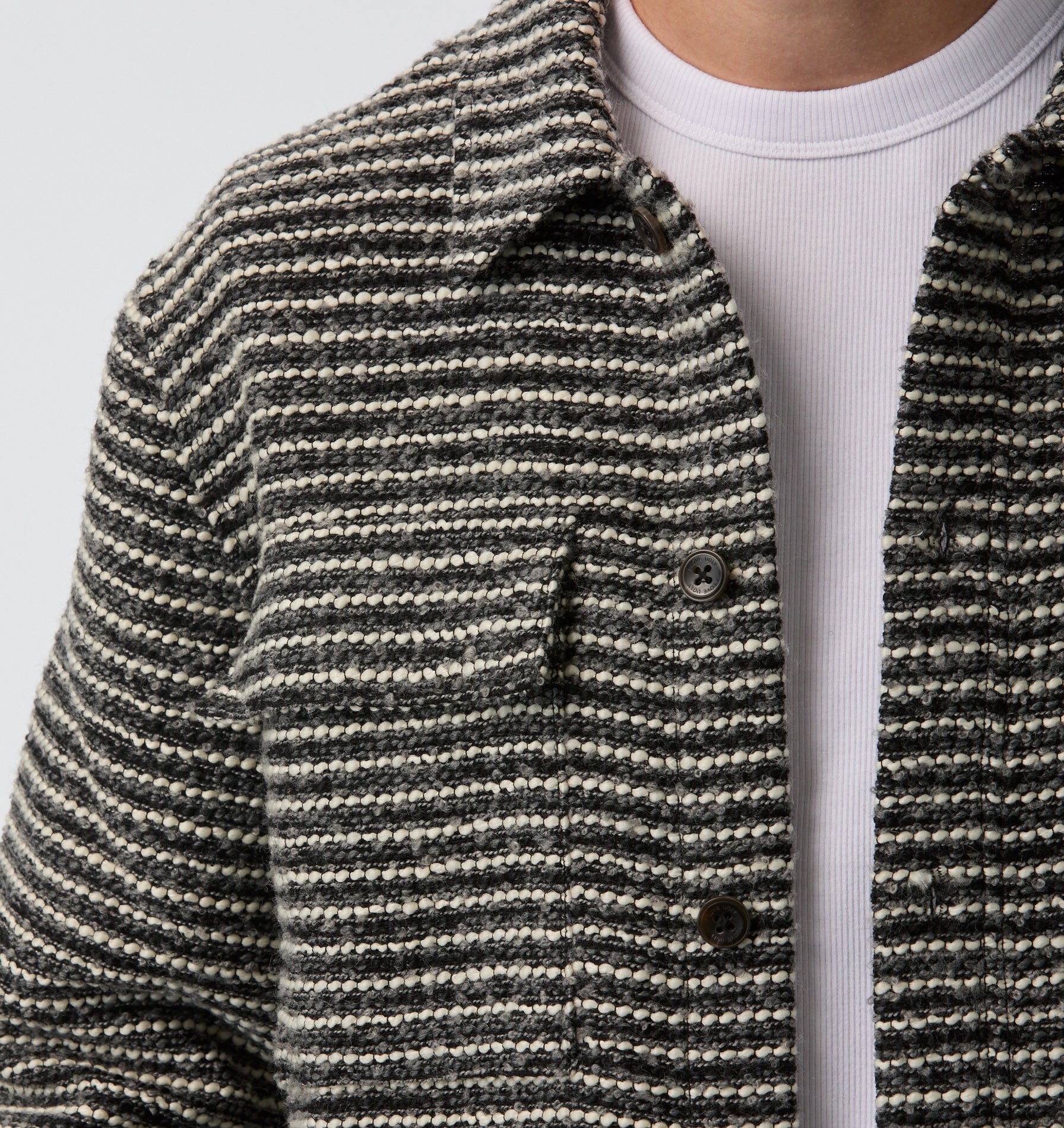 Boucle Overshirt  - Grey/White Stripe