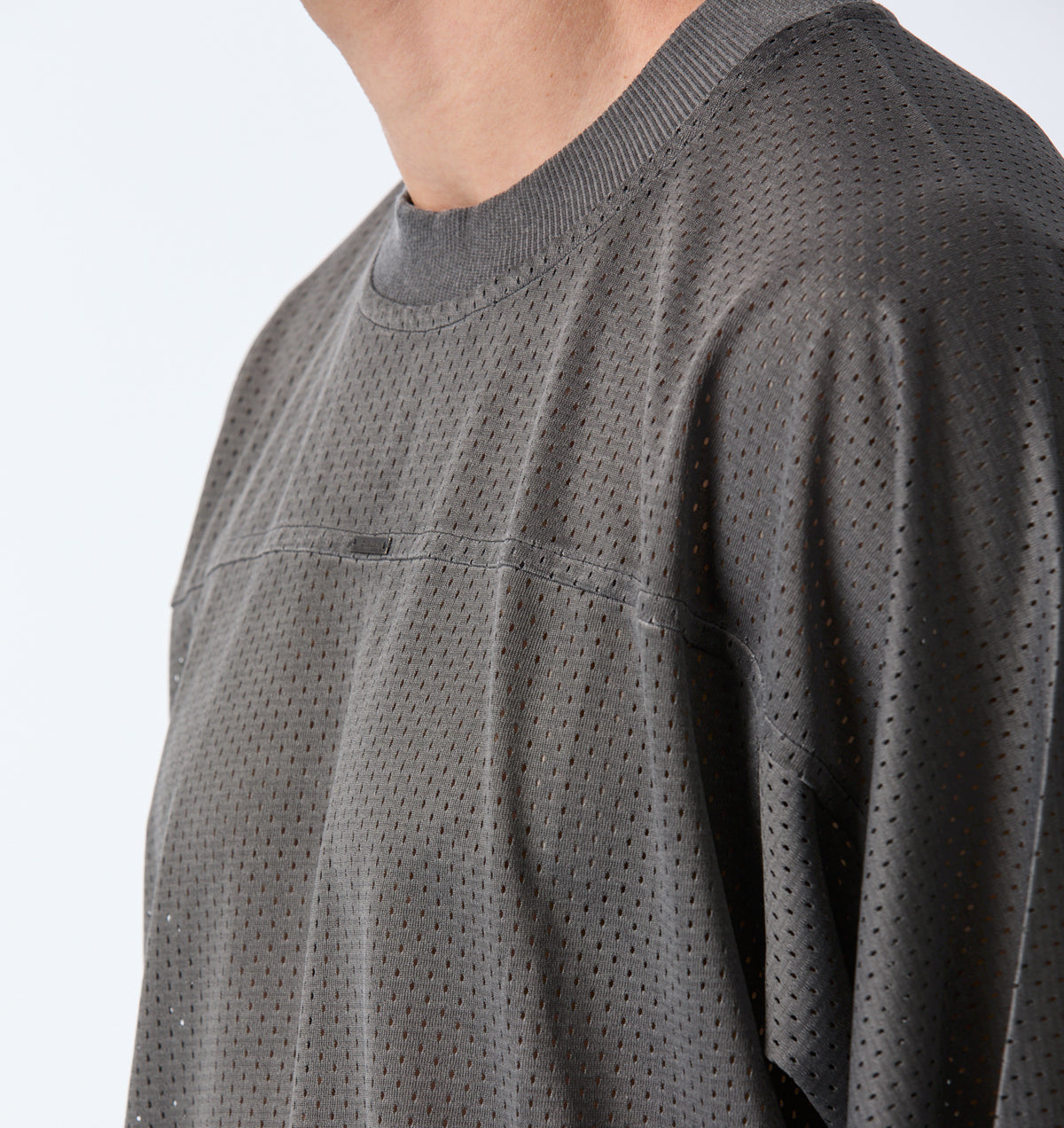 Mesh Crop Box Tee - Washed Black