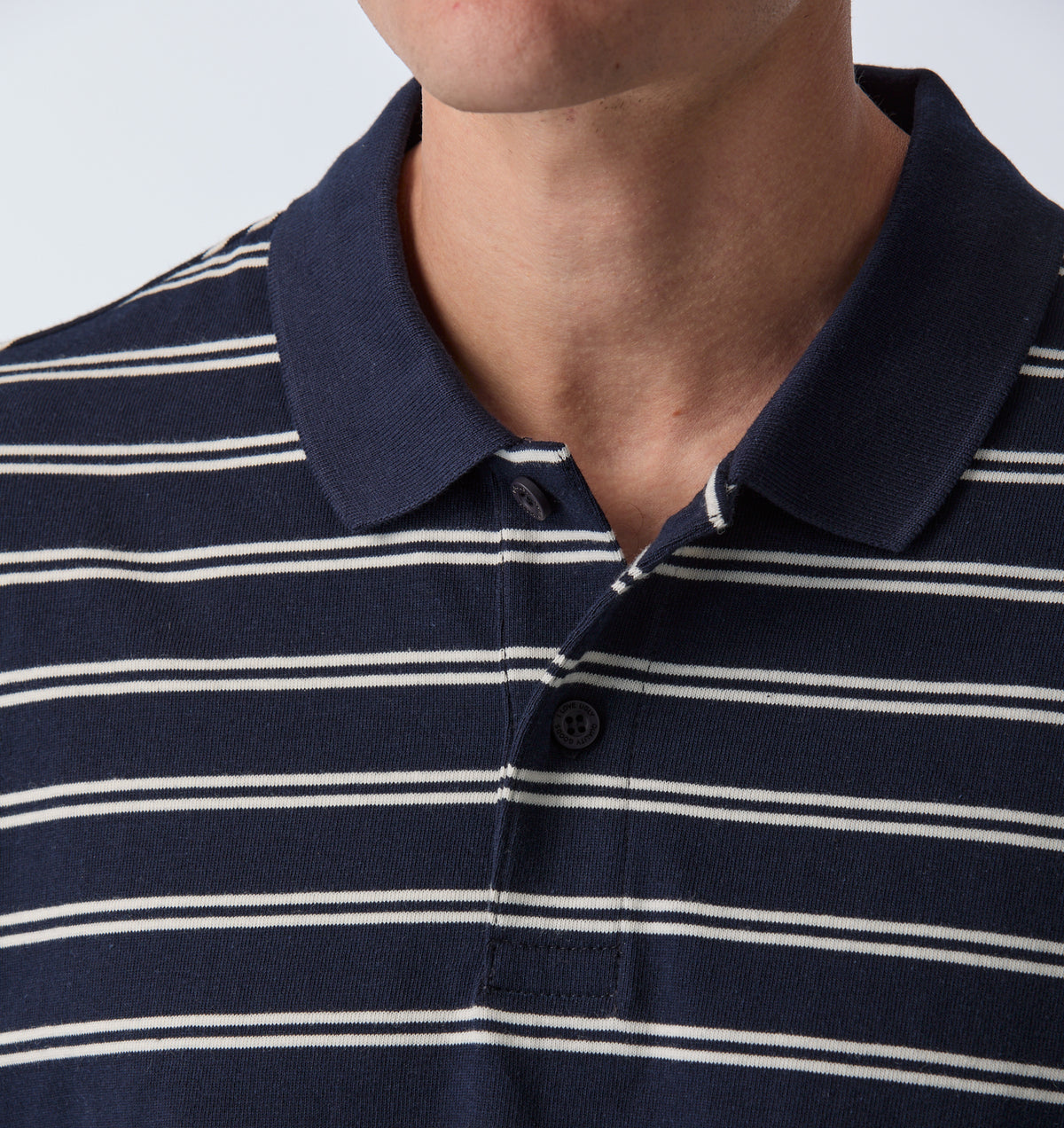 Polo SS Shirt - Navy / Off White Stripe
