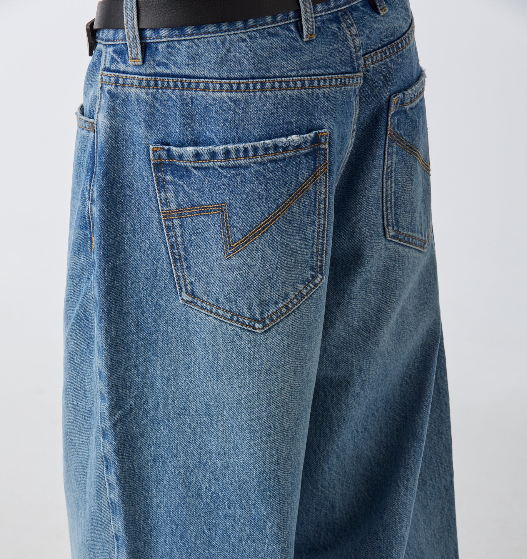 Raw Hem Edgar Wide Denim - Vintage Blue