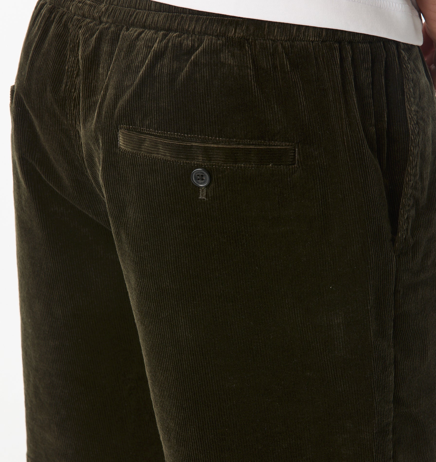 Michael Pleat Cord Short - Moss Green