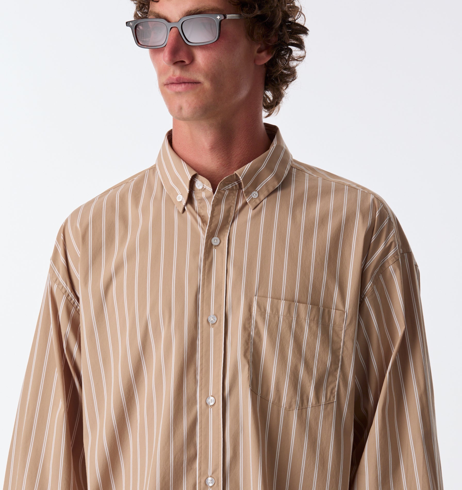 Kingston Oversized Shirt - Mushroom Stripe