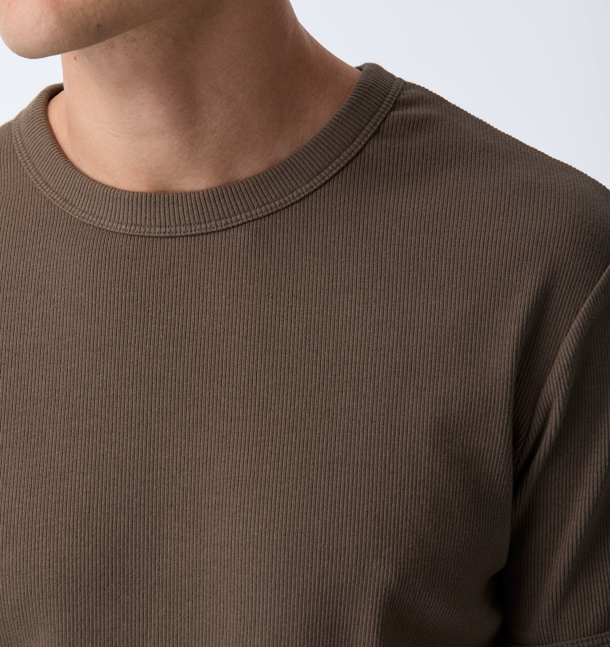 Ribbed Slim Tee - Smoke Moss