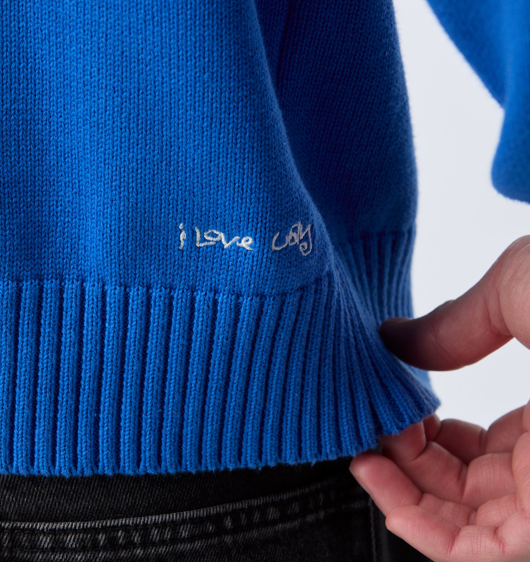 Midweight Crop Knit Sweater - Cobalt