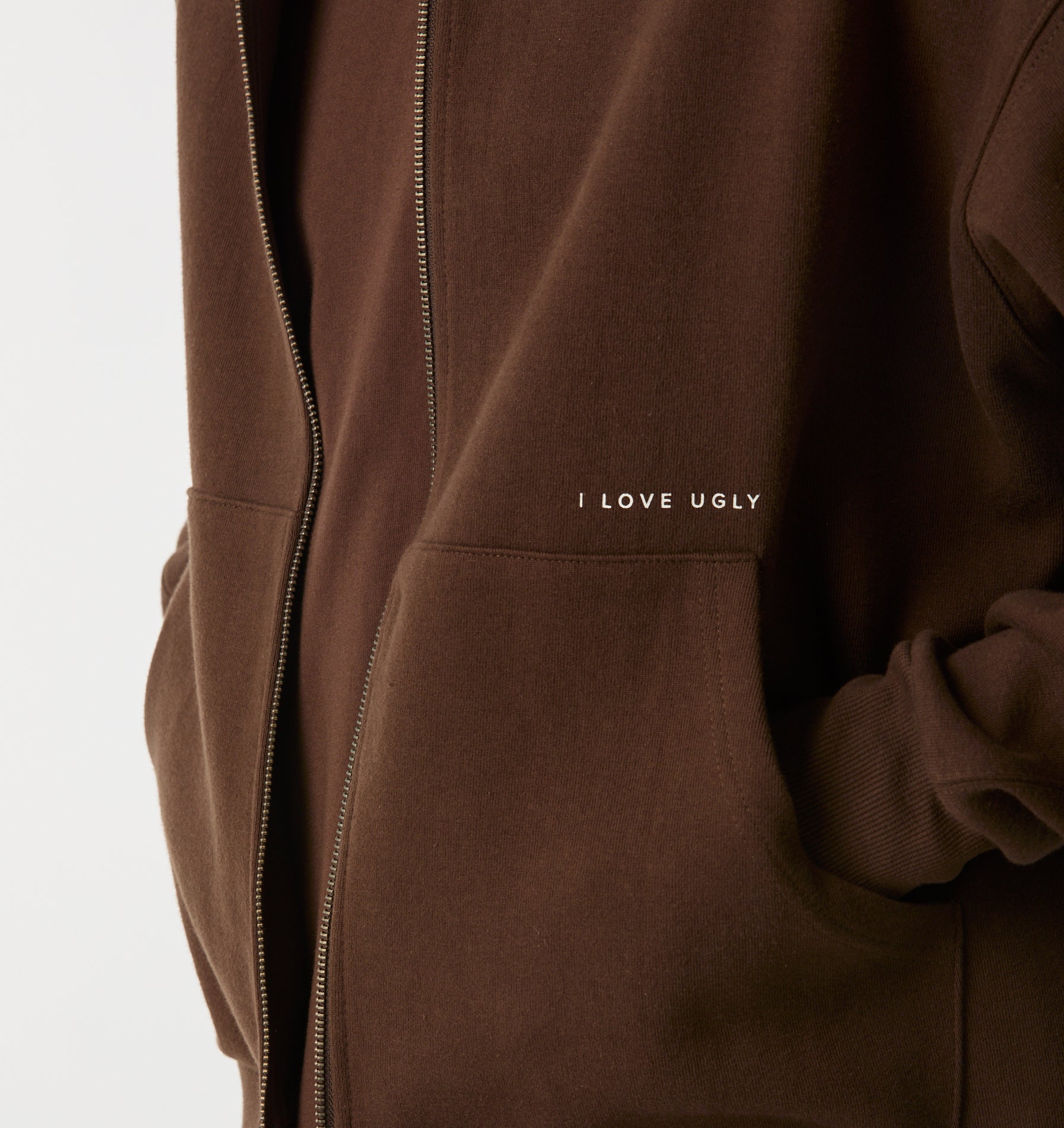 Crop Box Zip Hood - Dark Brown