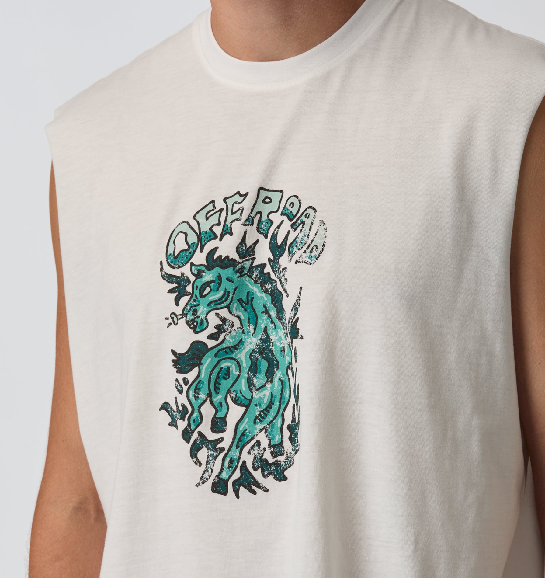Off Road Cotton Active Crop Tank - Vintage White