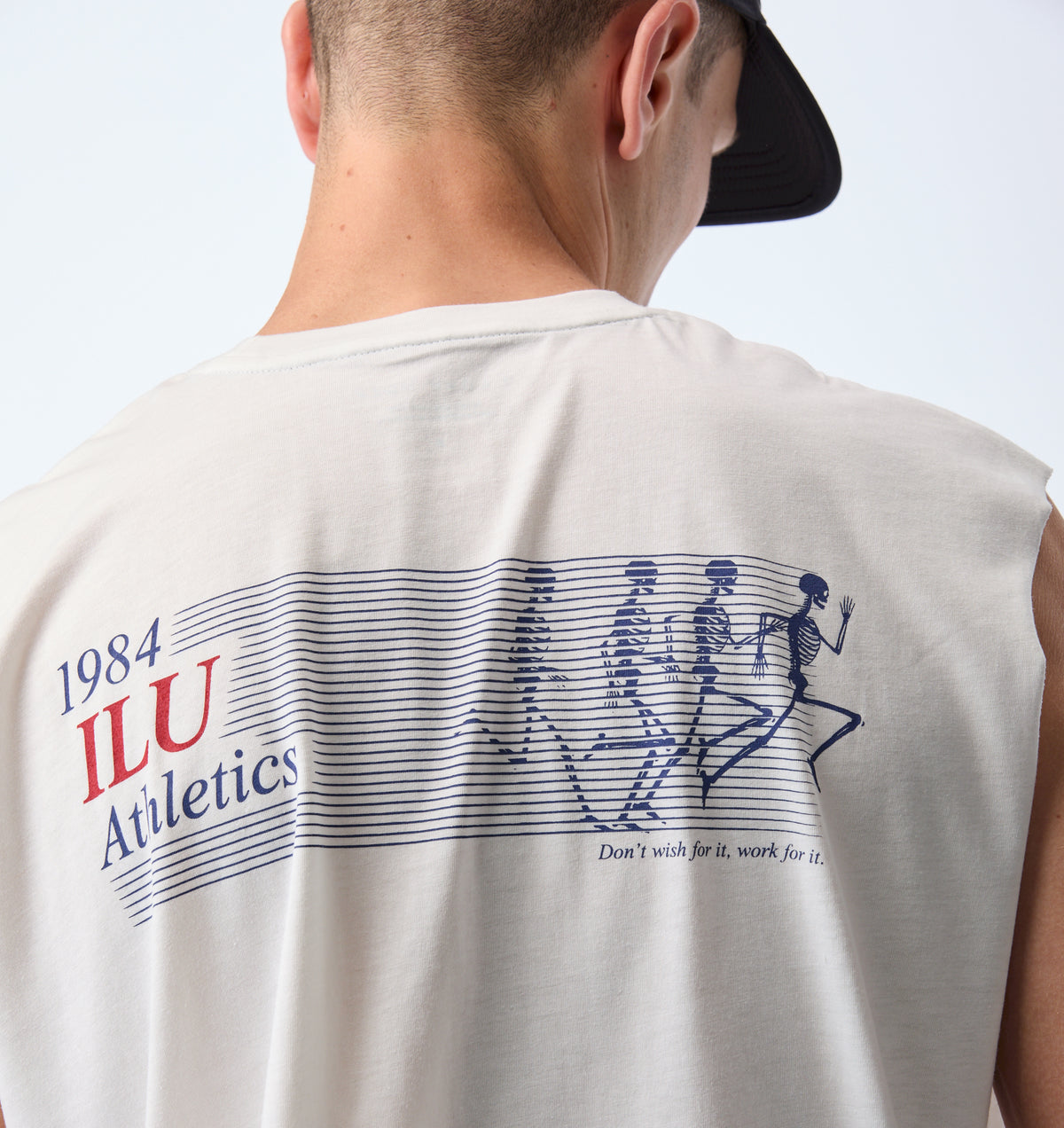 Skeleton Cotton Athletic Crop Tank - Aged White
