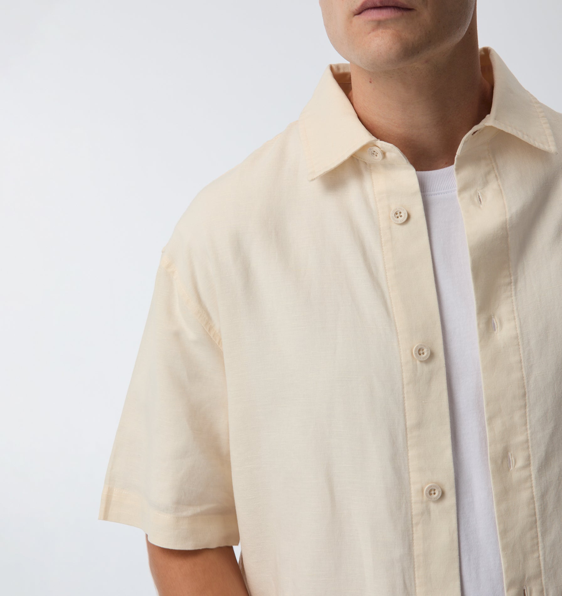 Linen Dawson Boxy SS Shirt - Bone