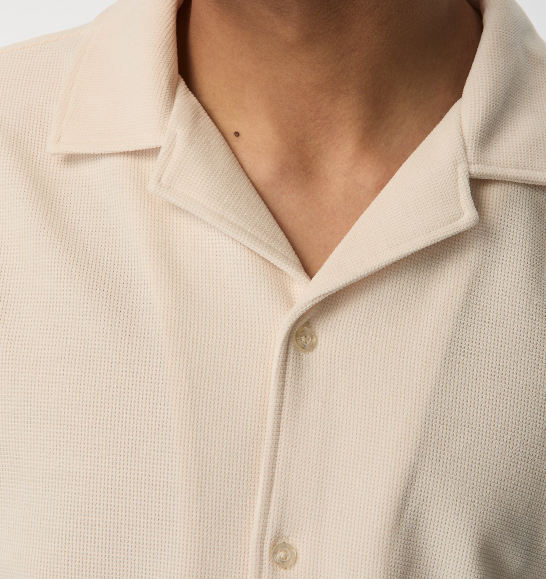 Waffle Box Cuban Collar SS Shirt - Off White