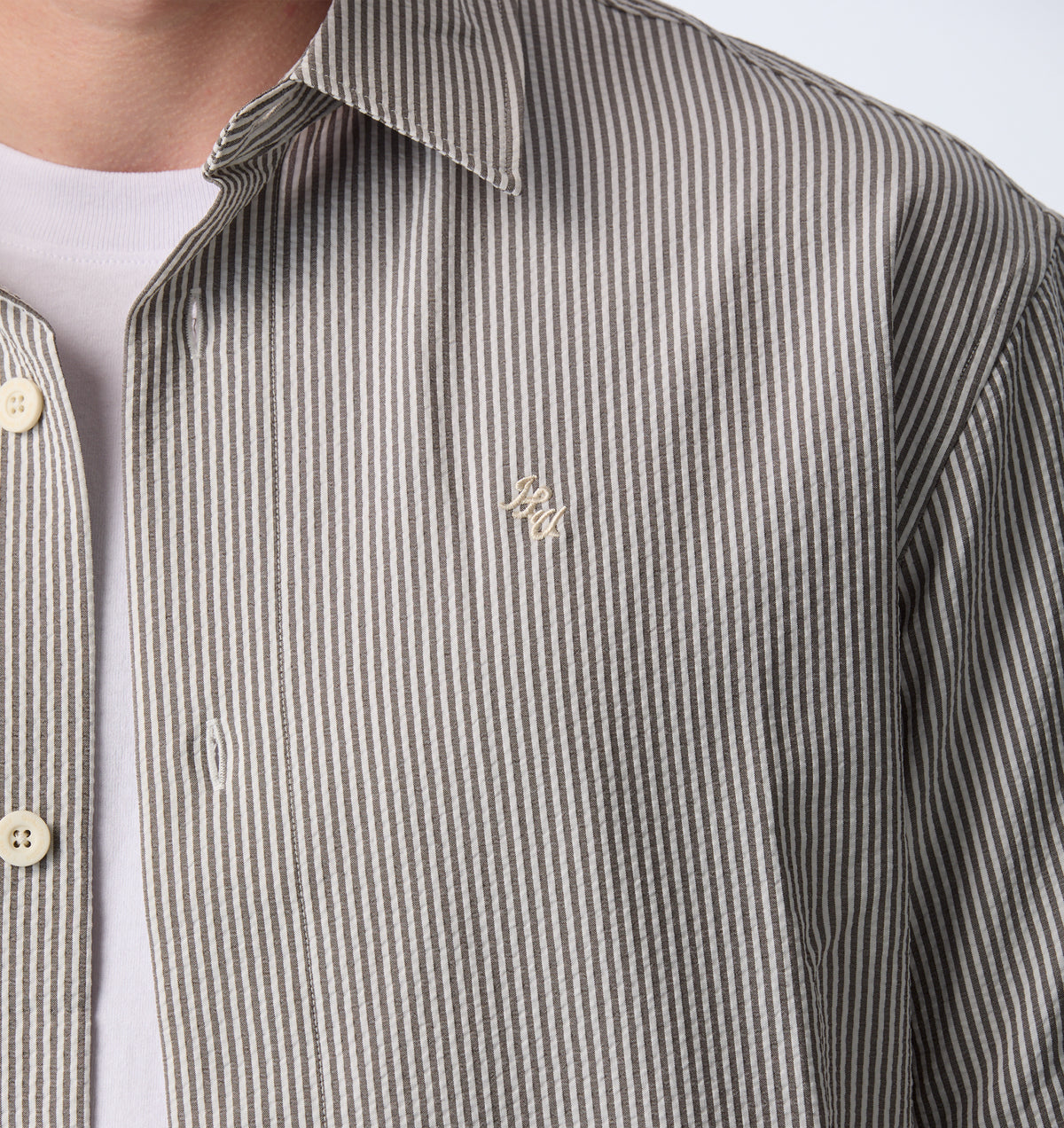 Dawson SS Shirt - White/Black Stripe