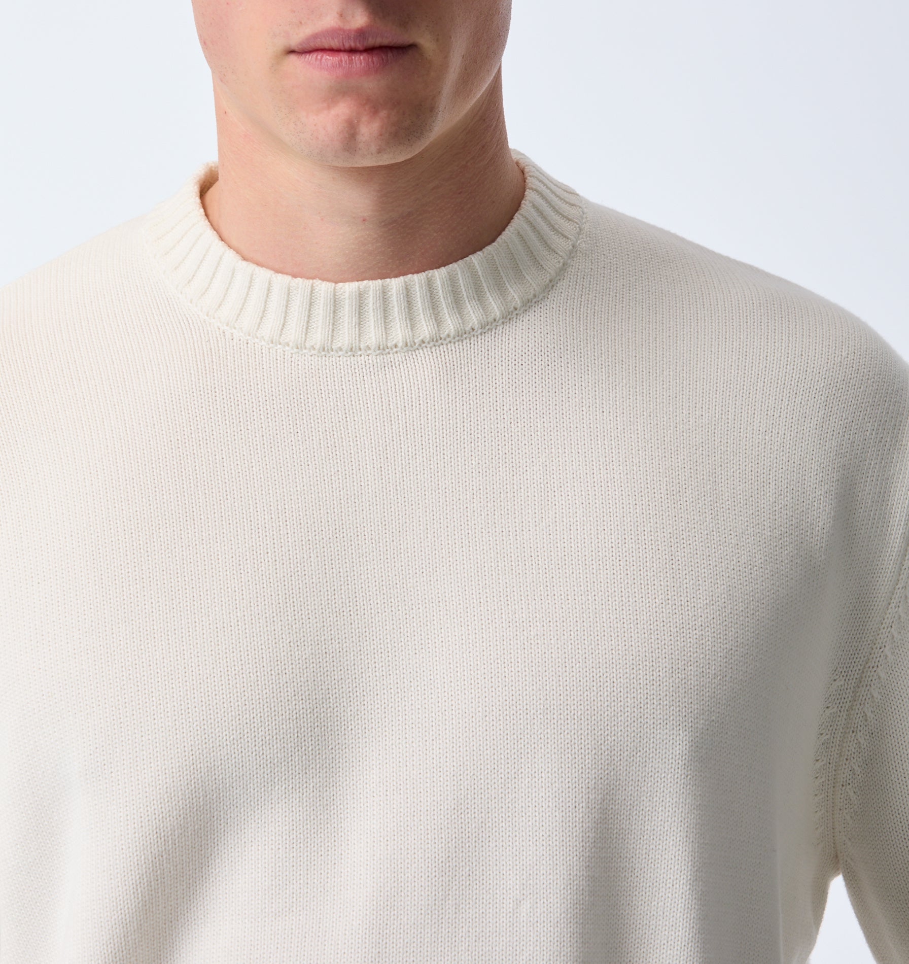 Midweight Crop Knit Sweater - Off White