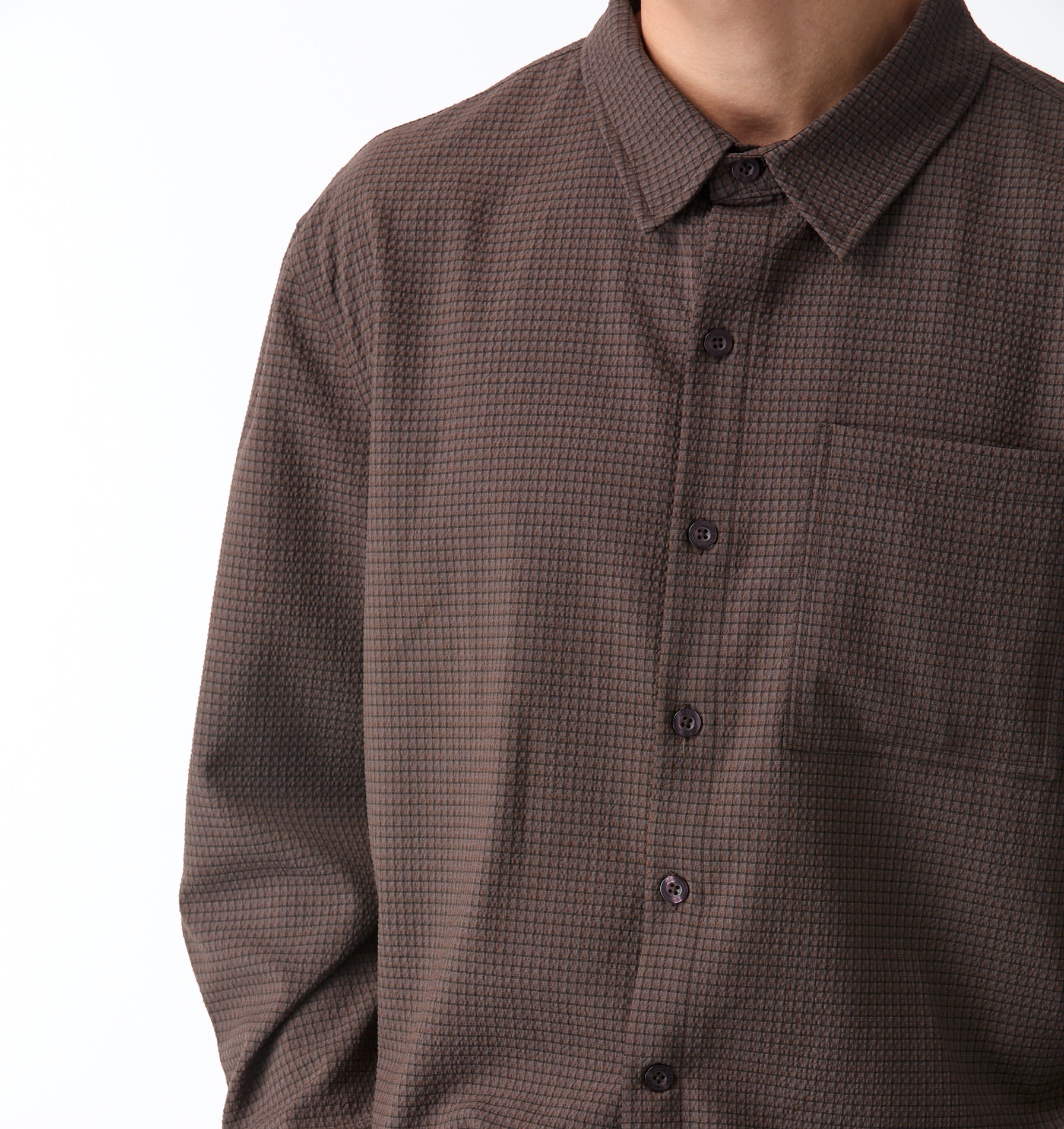 Crop LS Shirt - Brown/Black Check