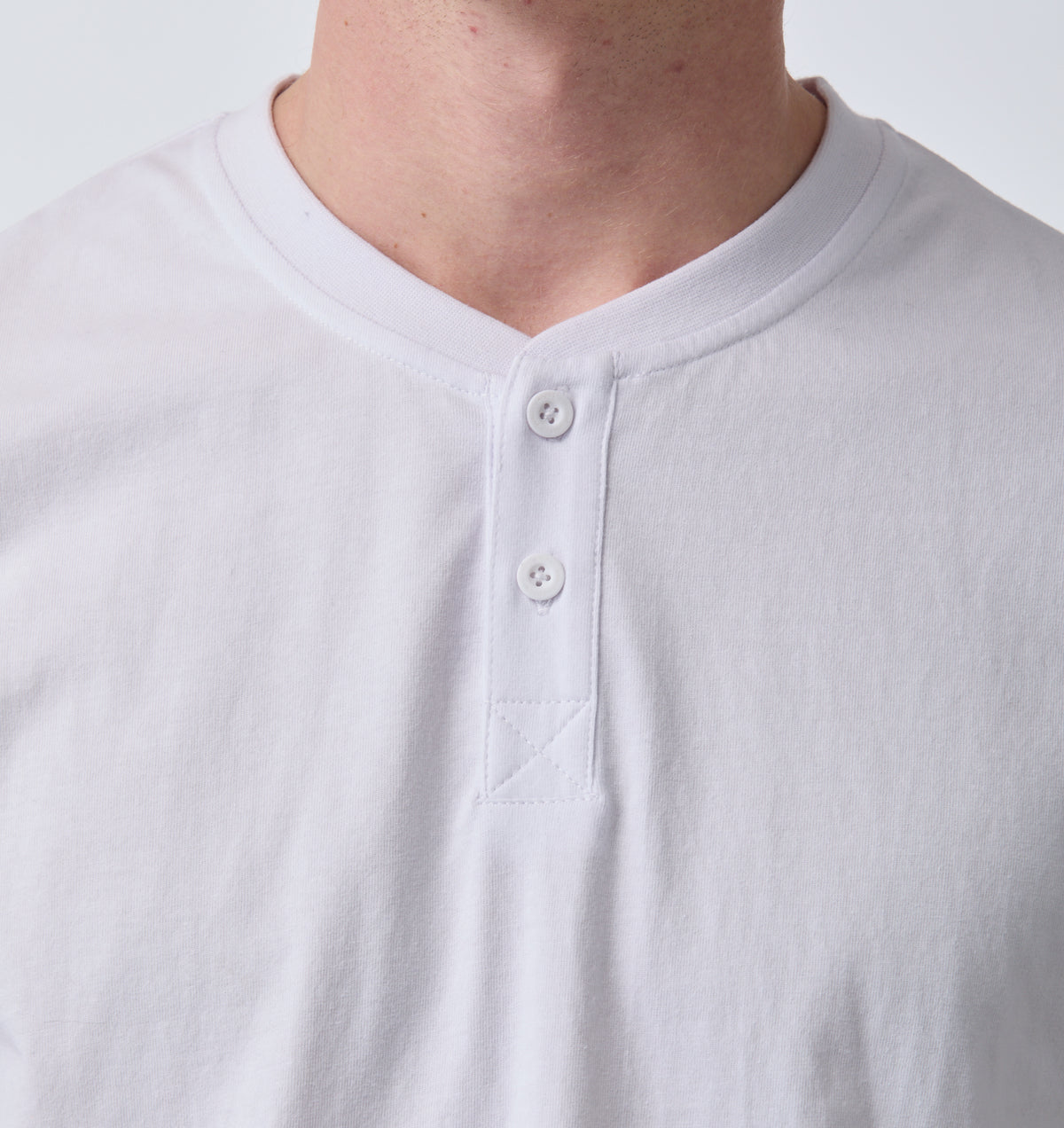Henley Muscle Tee - White