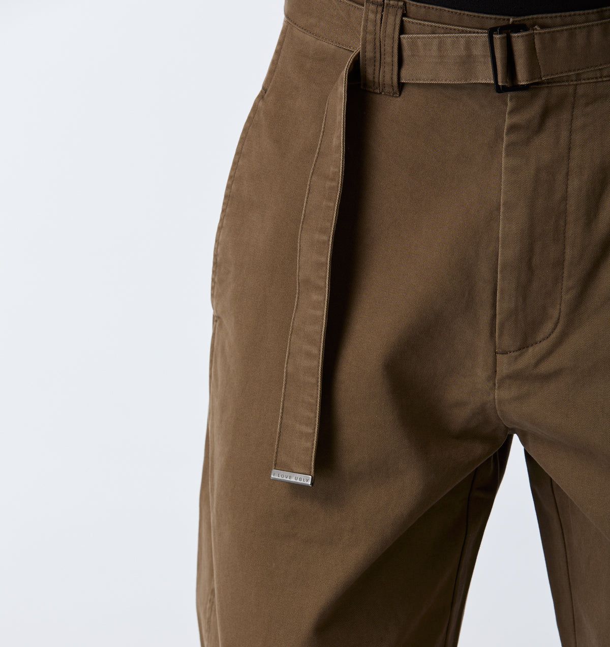 Belted Barrel Leg Pant - Moss