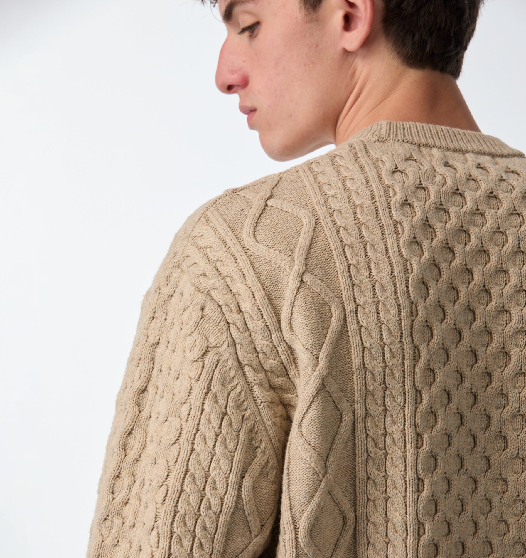 Cable Crop Knit Sweater - Off White