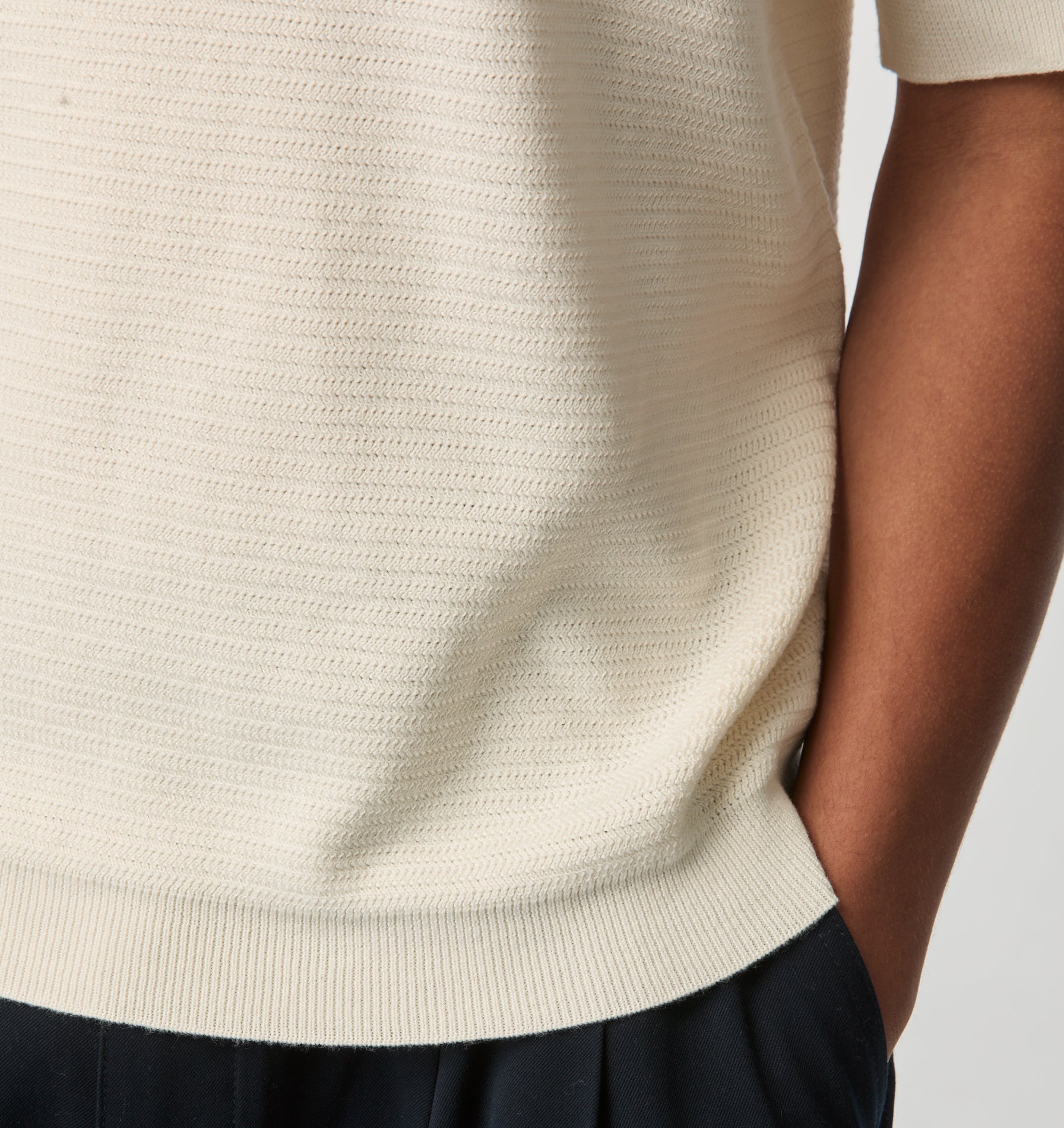 Ronan SS Knit Polo - Off White