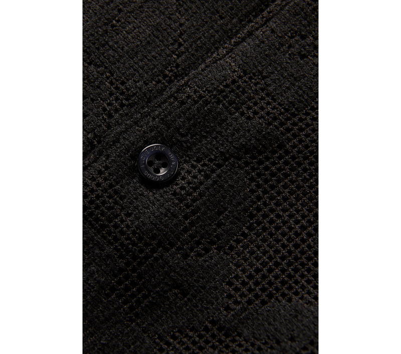 Textured Cuban Collar SS Shirt - Black