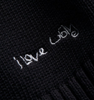 Midweight Crop Knit Sweater - Black