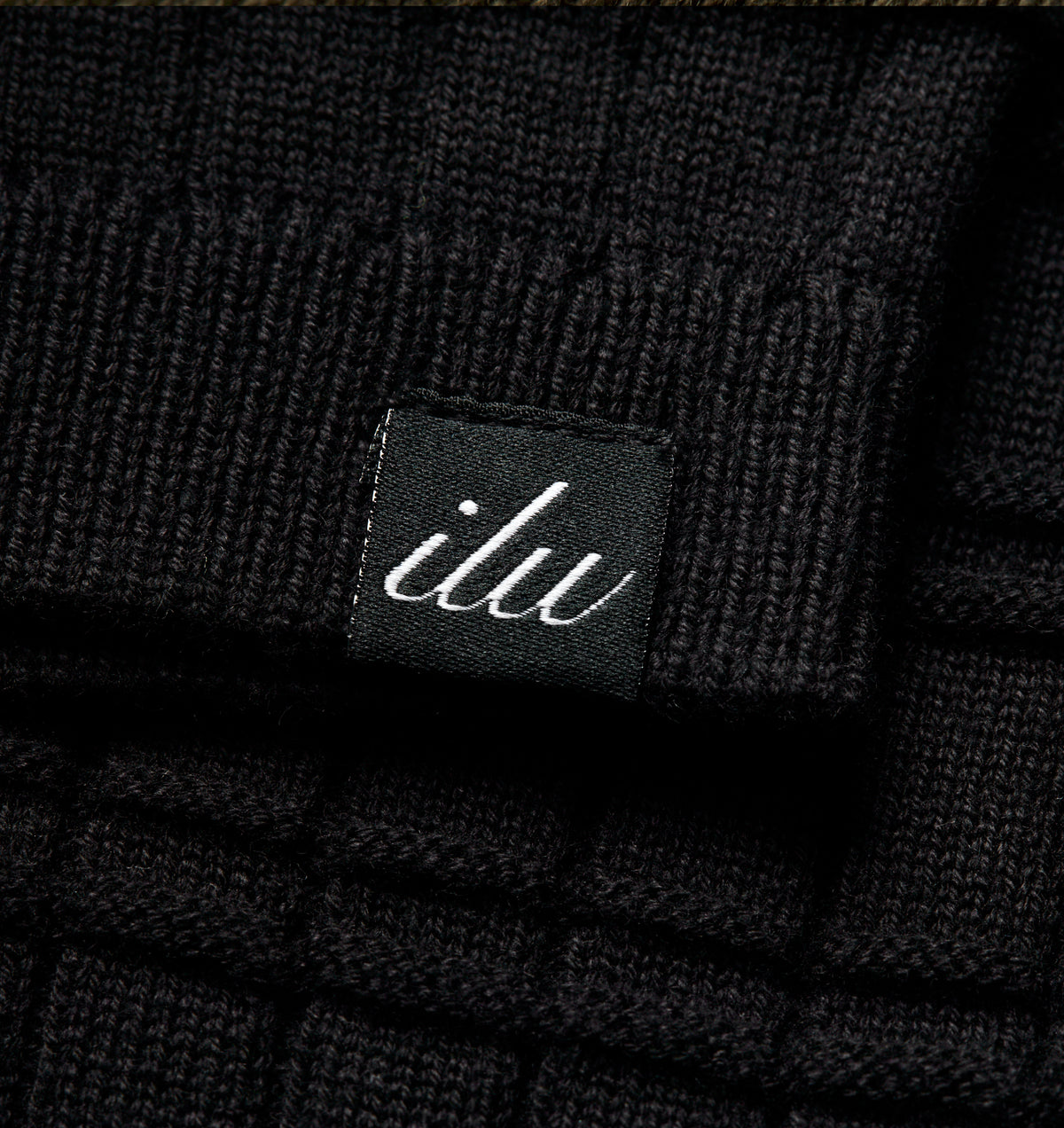 Grid Box Knit Polo - Black