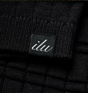 Grid Box Knit Polo - Black