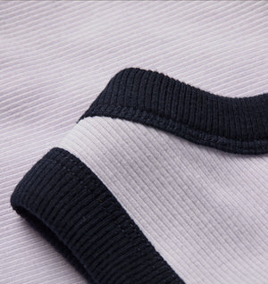 Ribbed Slim Tank - White/Navy