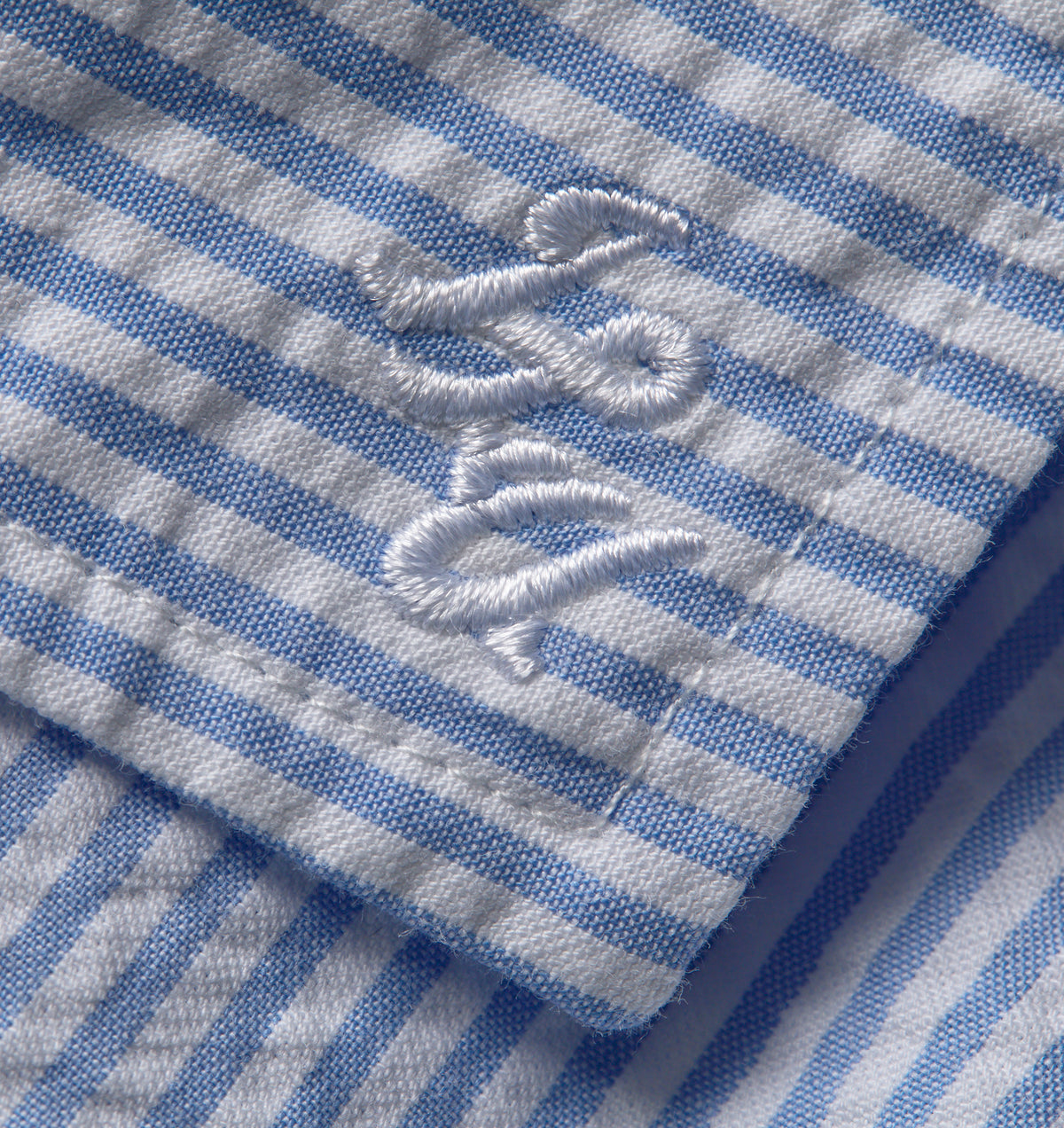 Box Cuban Collar Shirt - Blue/White Stripe
