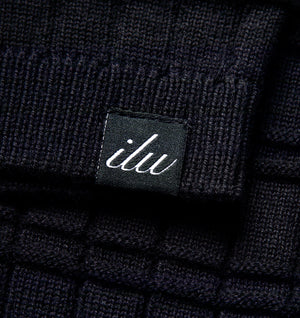 Box Knit Polo - Navy/Off White