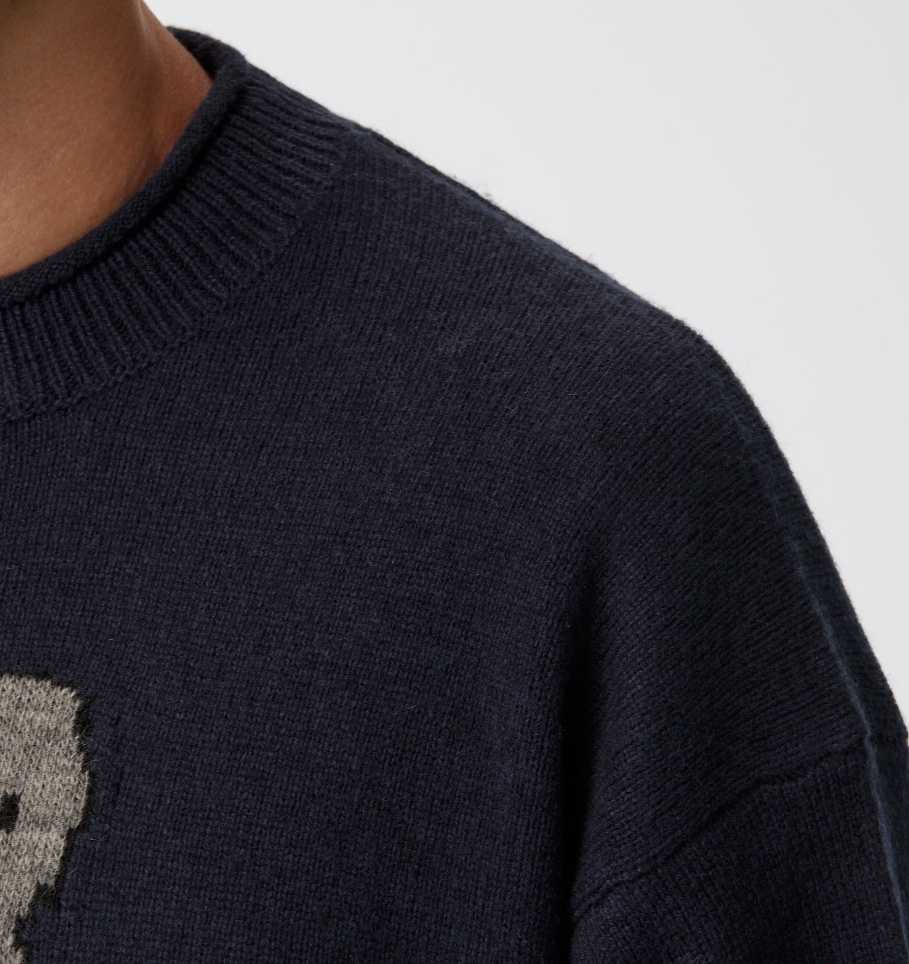 Heartache Rolled Neck Knit Sweater - Navy