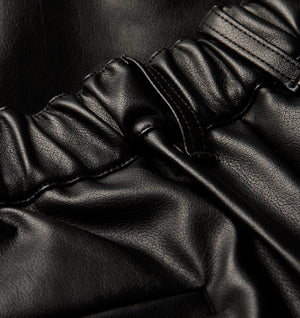 Faux Leather Alby Pleated Short - Black