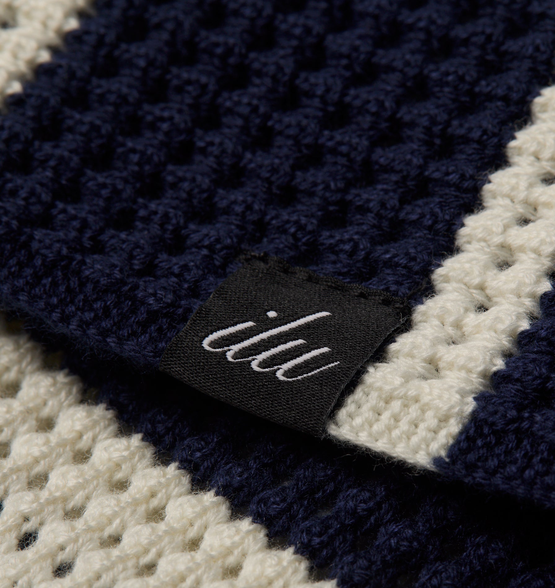 Knit Cuban Collar SS Shirt - Navy/Off White