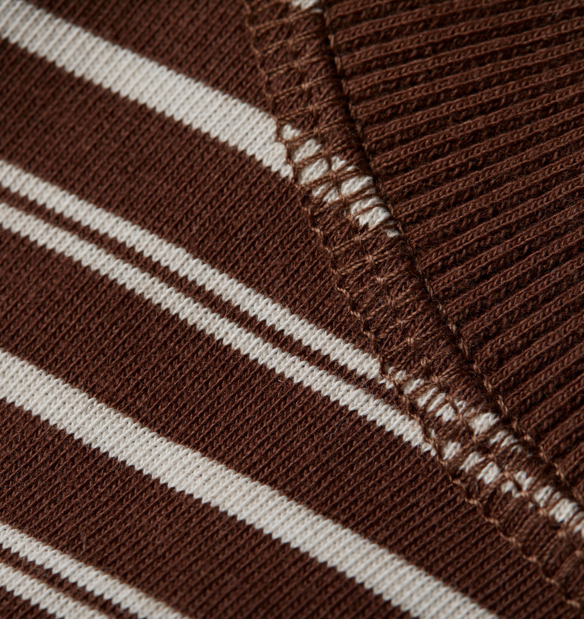 Crop Box LS Tee - Brown/Off White Stripe