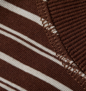 Crop Box LS Tee - Brown/Off White Stripe