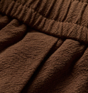 Linen Michael Pleat Short - Coffee Bean