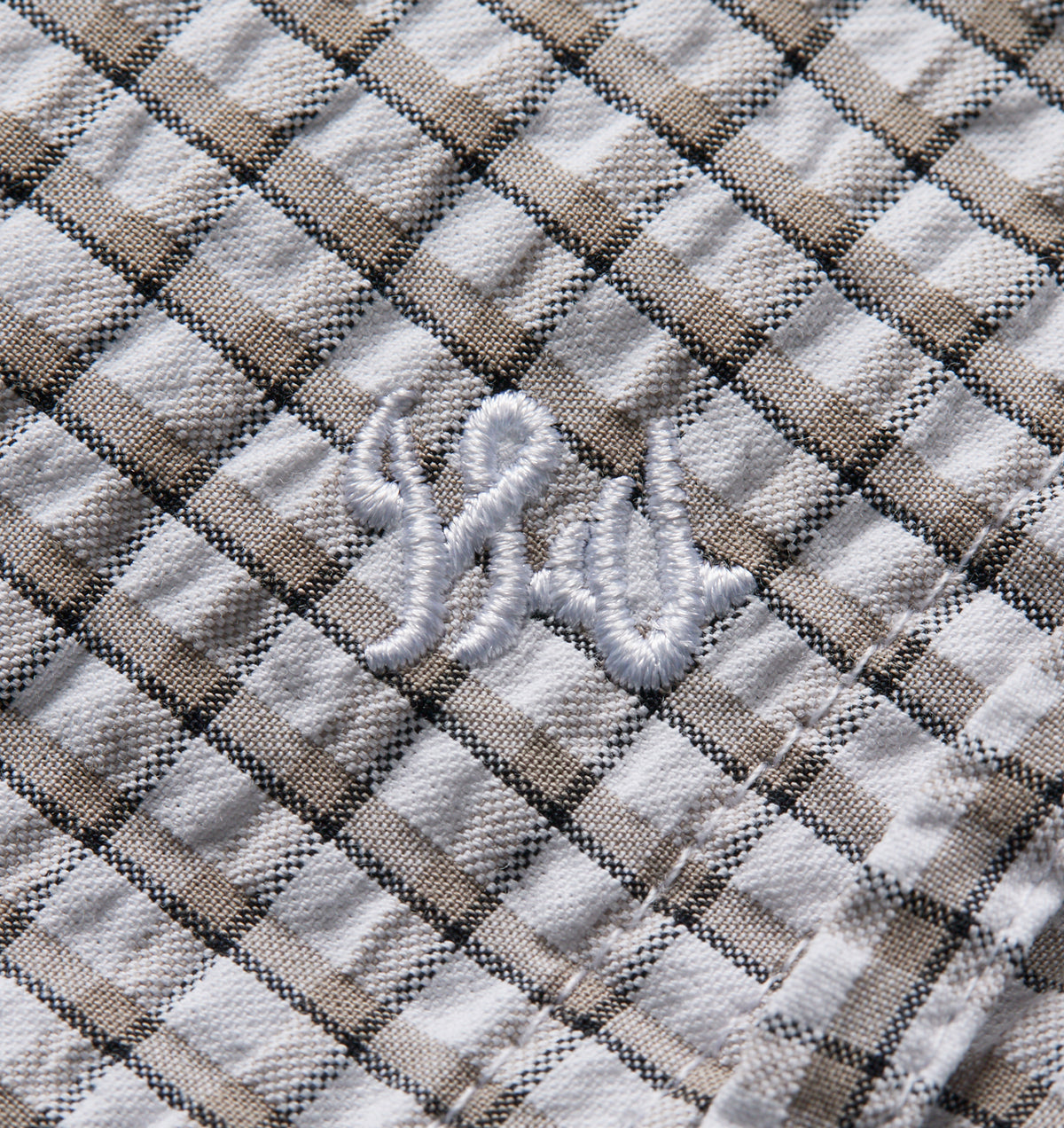 Crop LS Shirt - White/Sand Check