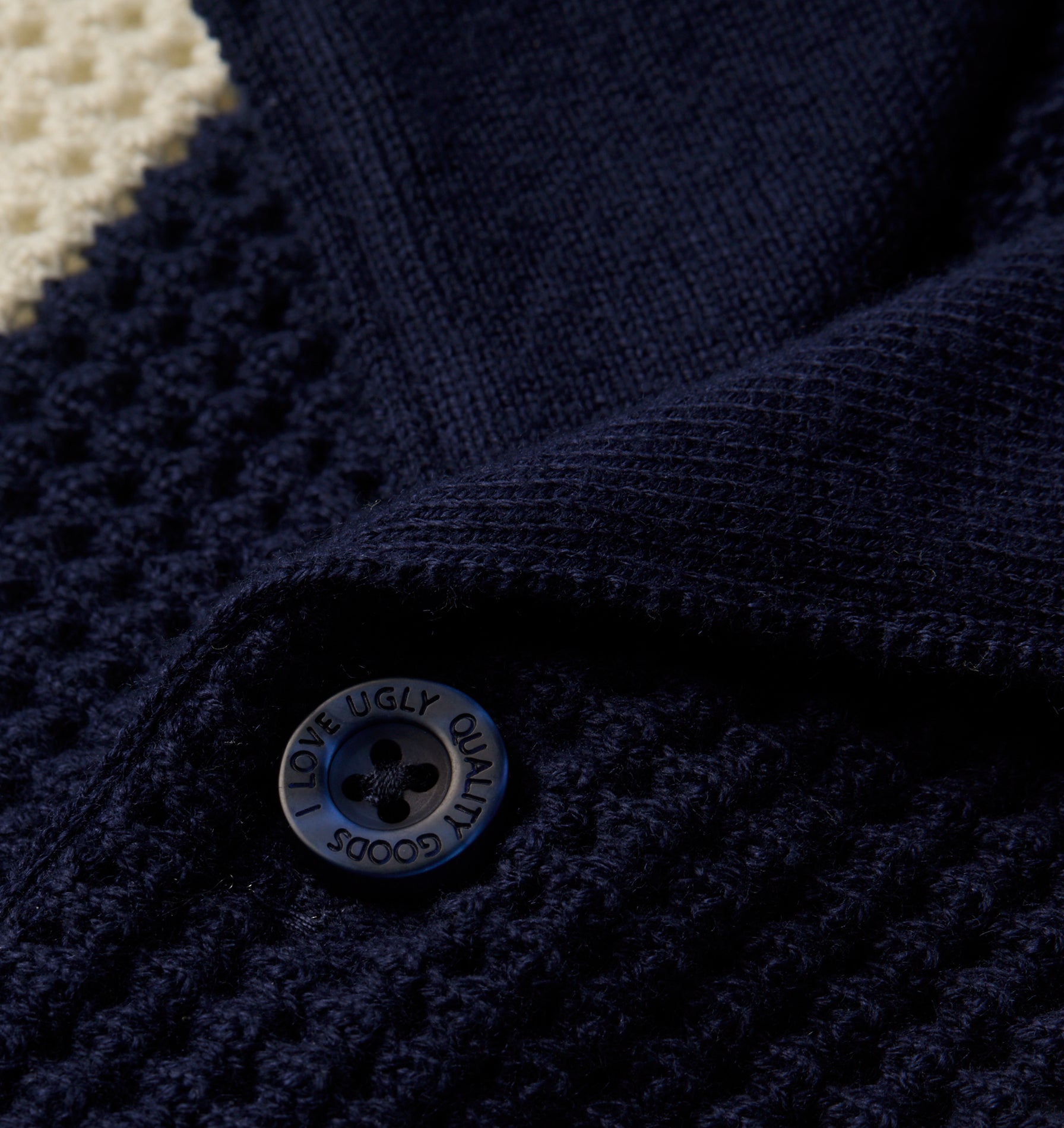 Knit Cuban Collar SS Shirt - Navy/Off White