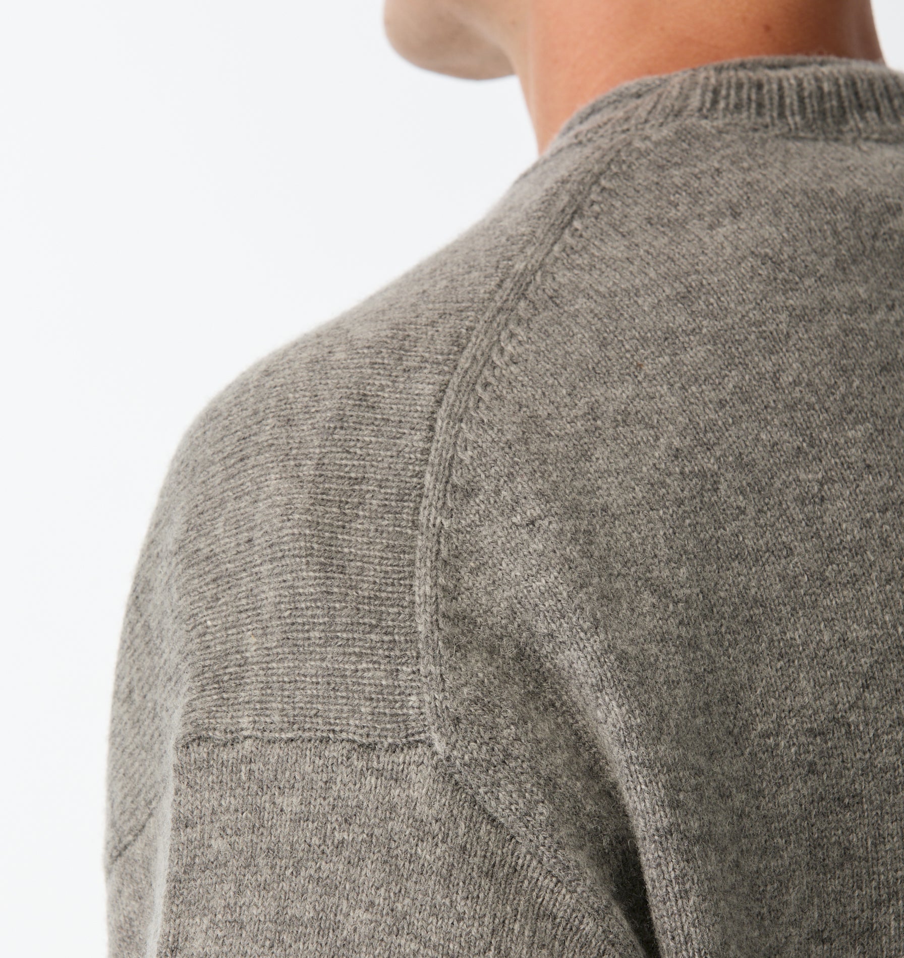 Rolled Neck Knit Sweater - Grey Marle