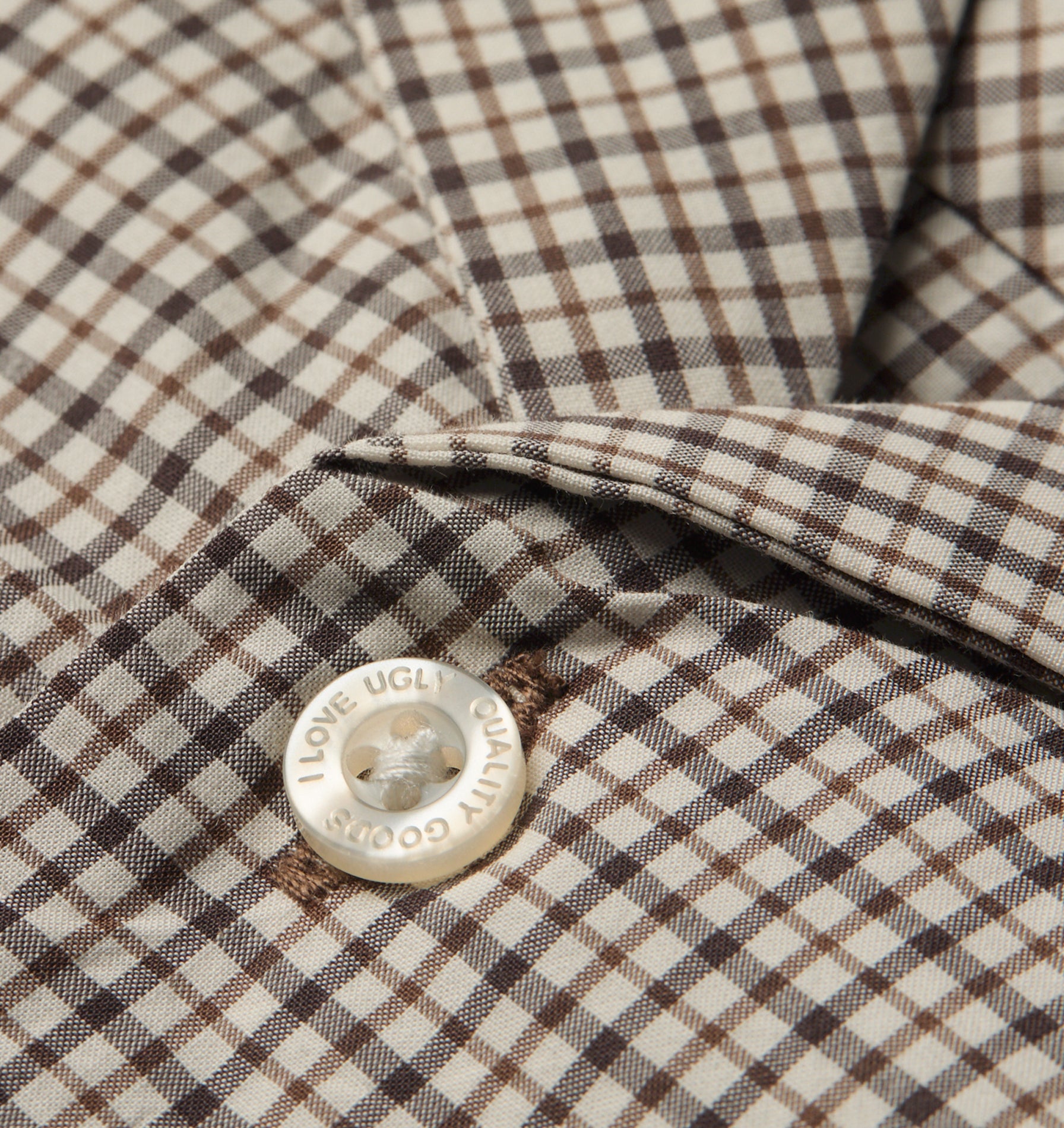 Box Cuban Collar Shirt - White/Brown Check