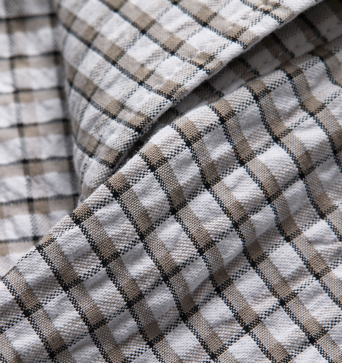 Crop LS Shirt - White/Sand Check
