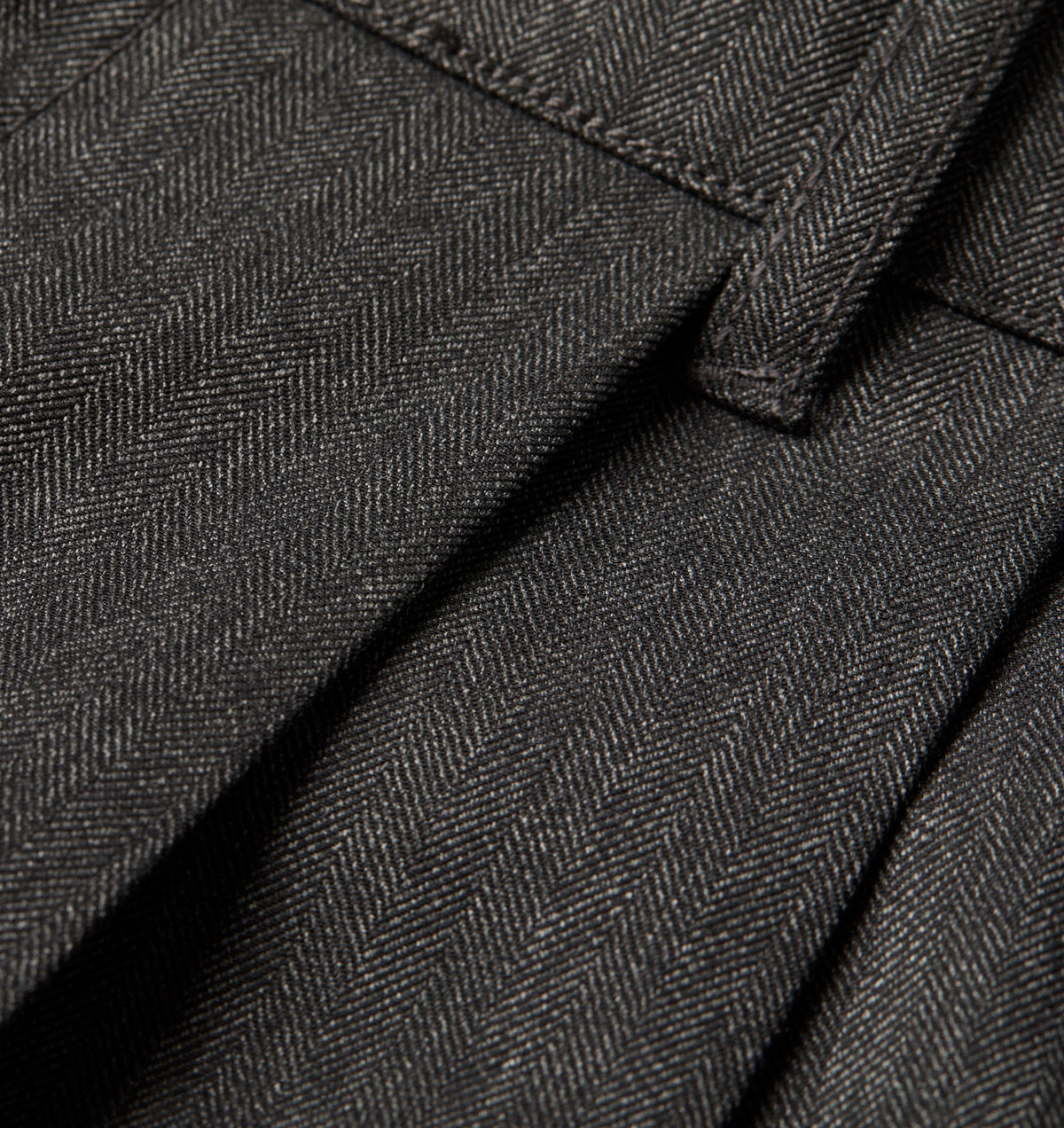 Twin Pleat Pant - Dark Grey Herringbone