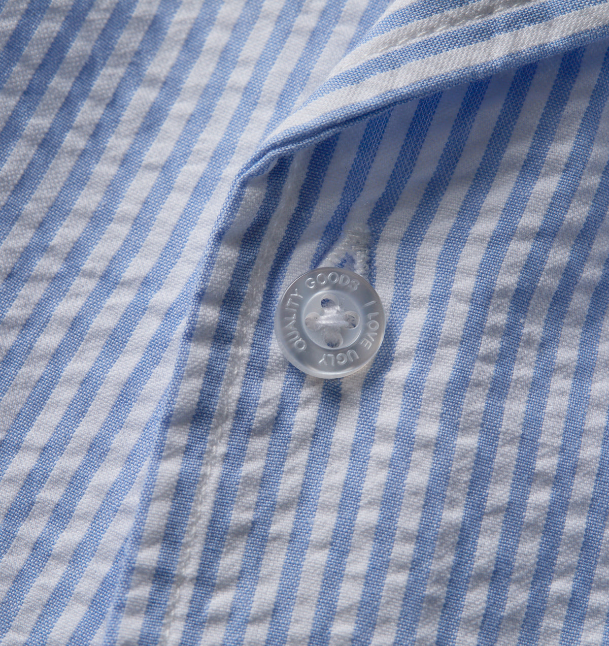 Box Cuban Collar Shirt - Blue/White Stripe