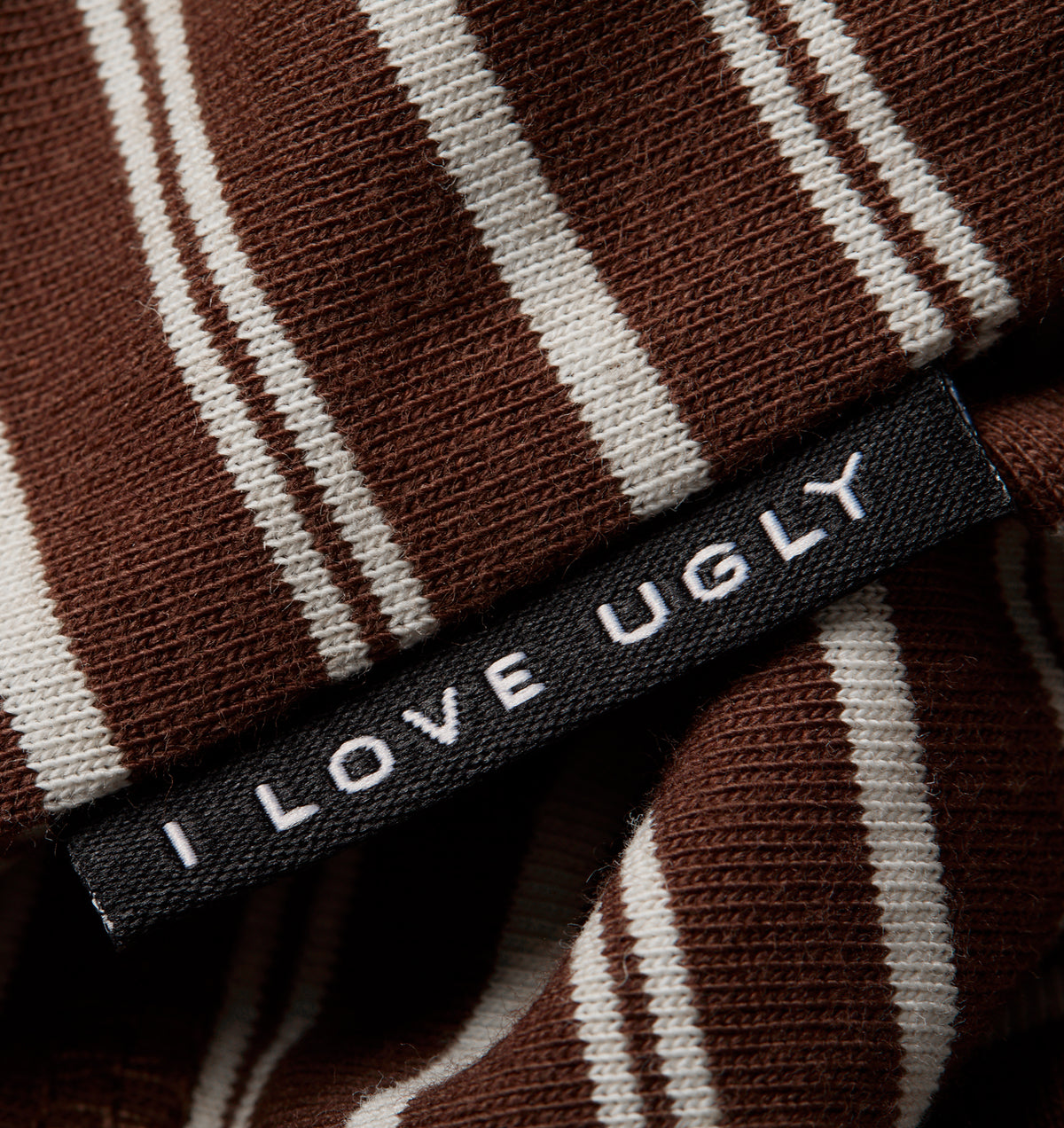 Crop Box LS Tee - Brown/Off White Stripe
