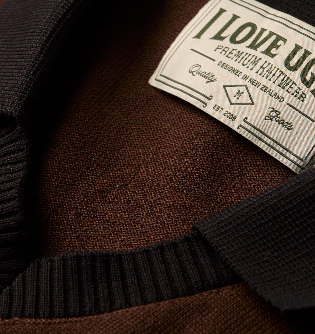 Knit SS Polo - Espresso/Black