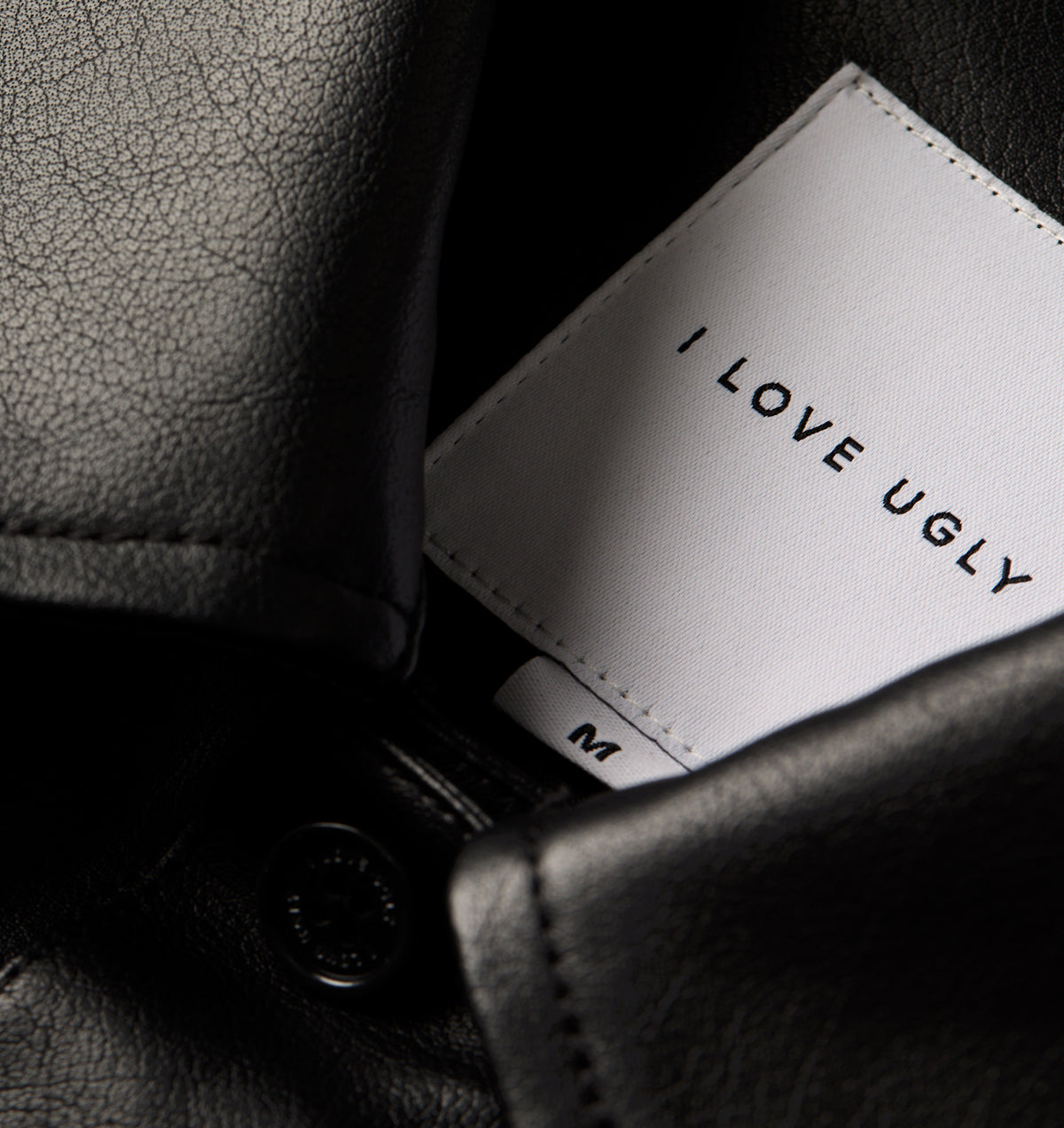 Faux Leather Overshirt - Black