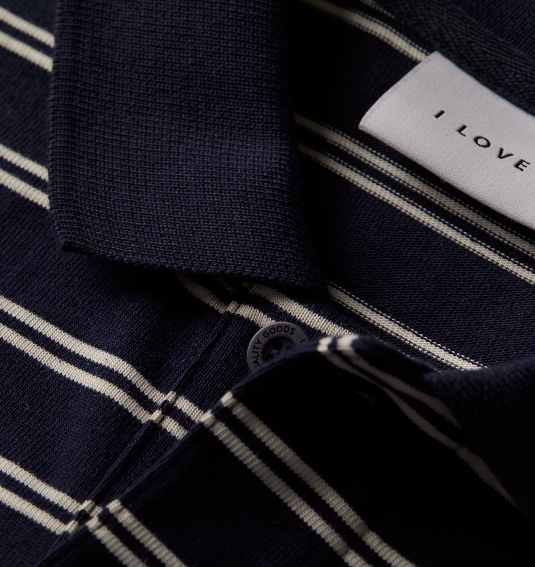 Polo LS Shirt - Navy/Off White Stripe