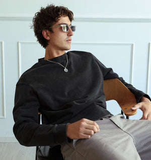 Crop Oversized Crew - Vintage Black